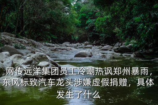 網傳遠洋集團員工冷嘲熱諷鄭州暴雨，東風標致汽車龍頭涉嫌虛假捐贈，具體發生了什么