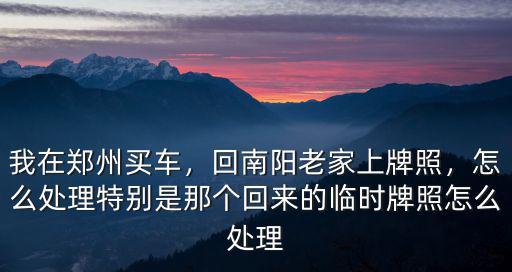我在鄭州買車，回南陽老家上牌照，怎么處理特別是那個回來的臨時牌照怎么處理