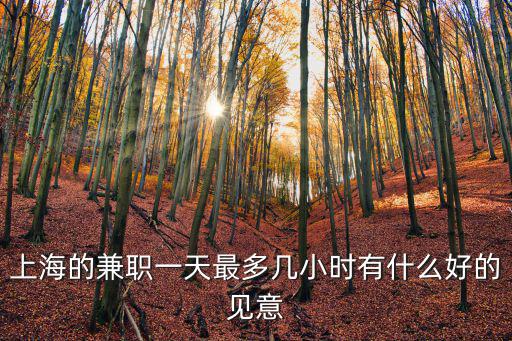 上海的兼職一天最多幾小時有什么好的見意