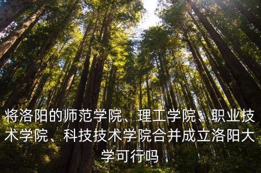 將洛陽的師范學院、理工學院、職業技術學院、科技技術學院合并成立洛陽大學可行嗎