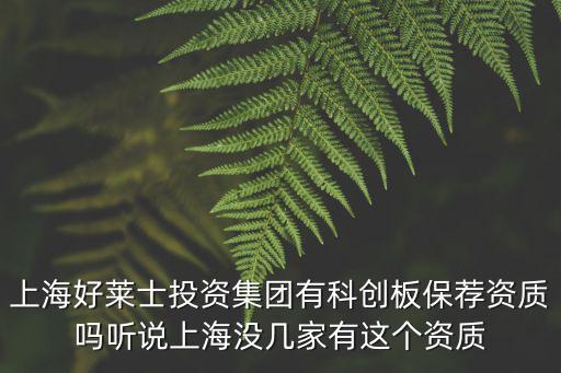 上海好萊士投資集團有科創板保薦資質嗎聽說上海沒幾家有這個資質