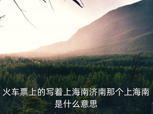 火車票上的寫著上海南濟(jì)南那個(gè)上海南是什么意思