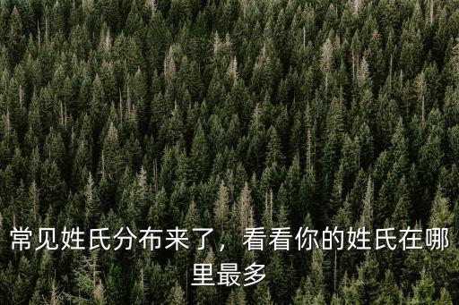 常見姓氏分布來了，看看你的姓氏在哪里最多
