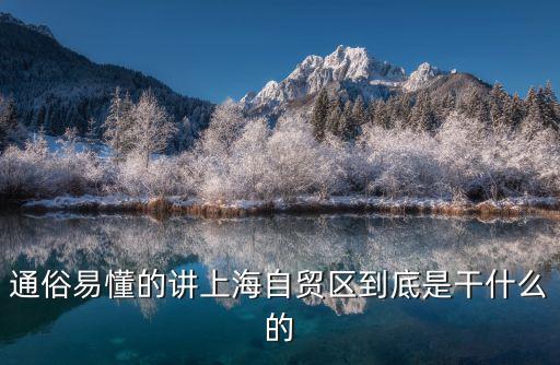 通俗易懂的講上海自貿區到底是干什么的