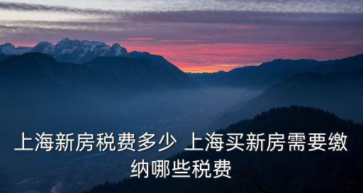 上海新房稅費，上海市房產契稅一般是多少誰能說說能不能具體說一下