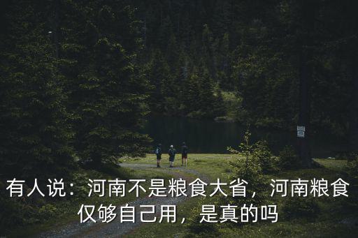 有人說：河南不是糧食大省，河南糧食僅夠自己用，是真的嗎