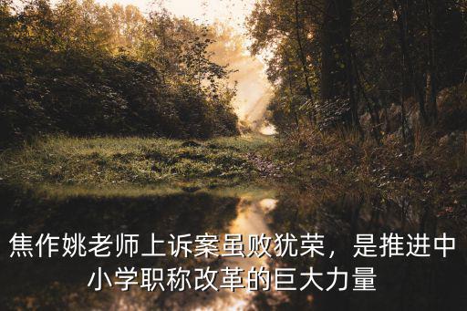 焦作姚老師上訴案雖敗猶榮，是推進(jìn)中小學(xué)職稱改革的巨大力量