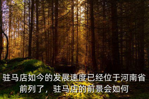 駐馬店如今的發展速度已經位于河南省前列了，駐馬店的前景會如何