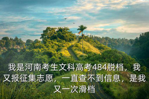 我是河南考生文科高考484脫檔，我又報征集志愿，一直查不到信息，是我又一次滑檔