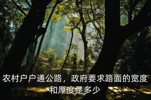 農(nóng)村戶戶通公路，政府要求路面的寬度和厚度是多少