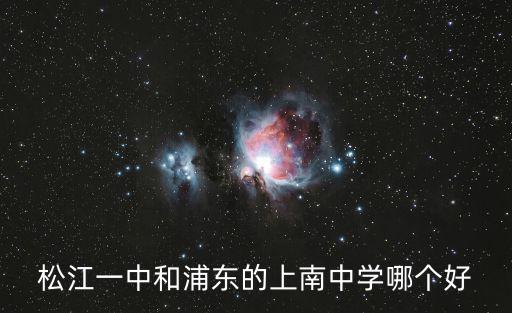 松江一中和浦東的上南中學(xué)哪個(gè)好