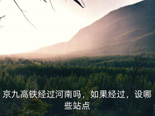京九高鐵經過河南嗎，如果經過，設哪些站點