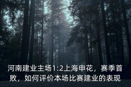 河南建業(yè)主場1:2上海申花，賽季首敗，如何評價(jià)本場比賽建業(yè)的表現(xiàn)