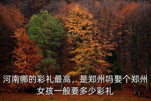 河南哪的彩禮最高，是鄭州嗎娶個鄭州女孩一般要多少彩禮