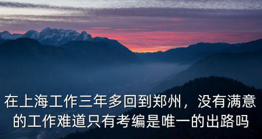在上海工作三年多回到鄭州，沒有滿意的工作難道只有考編是唯一的出路嗎