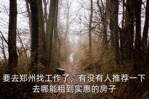 要去鄭州找工作了，有沒有人推薦一下去哪能租到實惠的房子