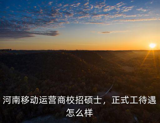 河南移動運營商校招碩士，正式工待遇怎么樣