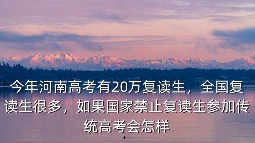 今年河南高考有20萬復讀生，全國復讀生很多，如果國家禁止復讀生參加傳統高考會怎樣