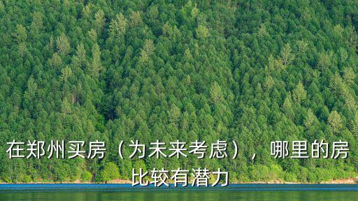 在鄭州買房（為未來考慮），哪里的房比較有潛力