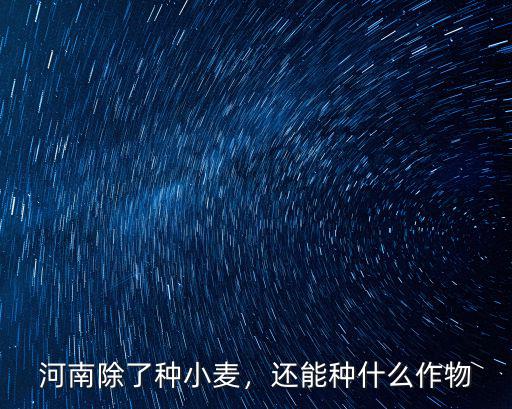 河南除了種小麥，還能種什么作物