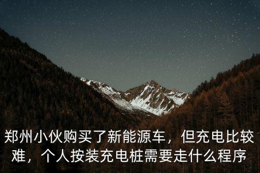 鄭州小伙購買了新能源車，但充電比較難，個人按裝充電樁需要走什么程序