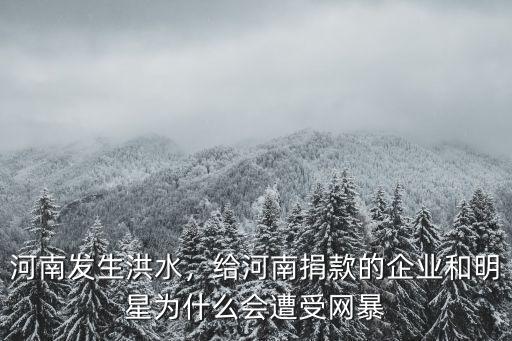 河南發生洪水，給河南捐款的企業和明星為什么會遭受網暴