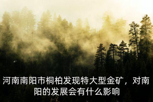 河南南陽市桐柏發現特大型金礦，對南陽的發展會有什么影響