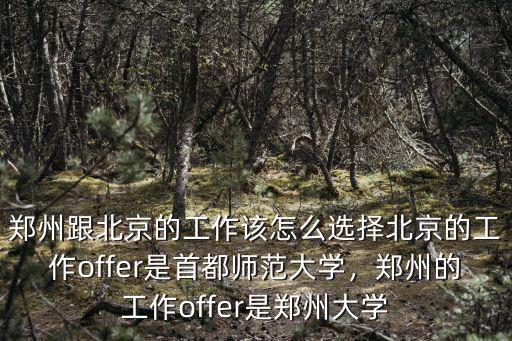 鄭州跟北京的工作該怎么選擇北京的工作offer是首都師范大學，鄭州的工作offer是鄭州大學