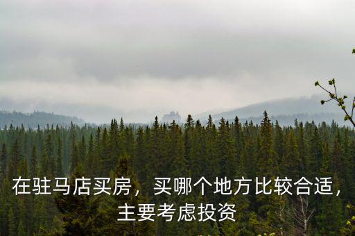 在駐馬店買房，買哪個地方比較合適，主要考慮投資