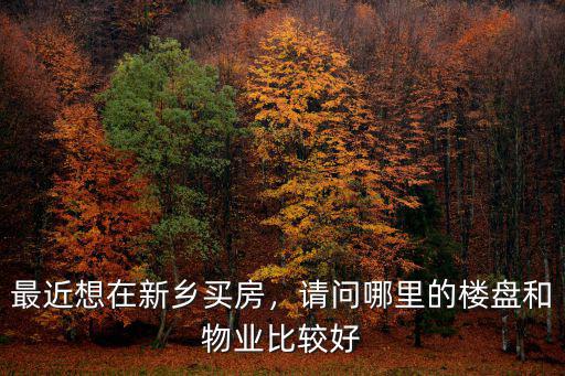 最近想在新鄉(xiāng)買房，請問哪里的樓盤和物業(yè)比較好