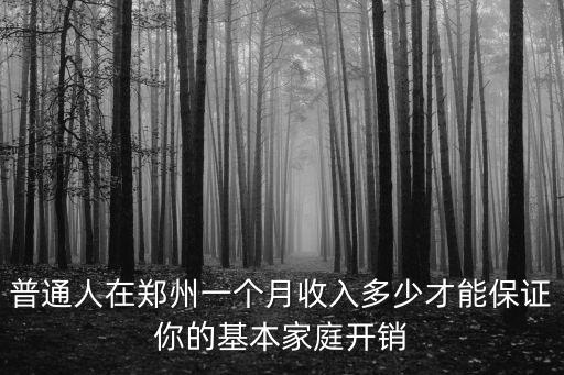 普通人在鄭州一個月收入多少才能保證你的基本家庭開銷