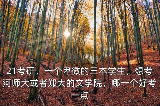 21考研，一個卑微的三本學生，想考河師大或者鄭大的文學院，哪一個好考一點