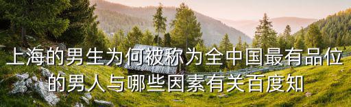 上海的男生為何被稱為全中國最有品位的男人與哪些因素有關百度知