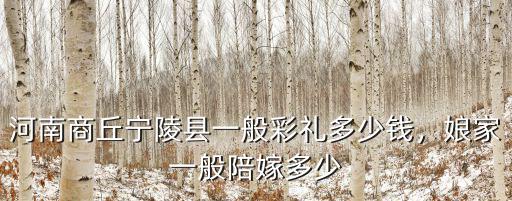 河南商丘寧陵縣一般彩禮多少錢，娘家一般陪嫁多少