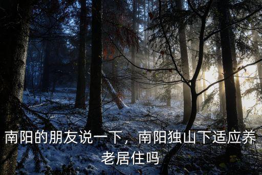 南陽(yáng)的朋友說(shuō)一下，南陽(yáng)獨(dú)山下適應(yīng)養(yǎng)老居住嗎