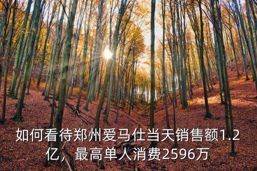 如何看待鄭州愛馬仕當天銷售額1.2億，最高單人消費2596萬