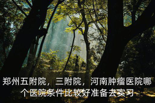 鄭州五附院，三附院，河南腫瘤醫院哪個醫院條件比較好準備去實習