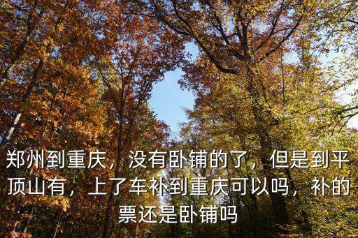 廣州到平頂山補臥鋪票多少錢,補的票還是臥鋪嗎