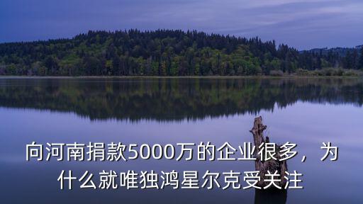 向河南捐款5000萬的企業很多，為什么就唯獨鴻星爾克受關注
