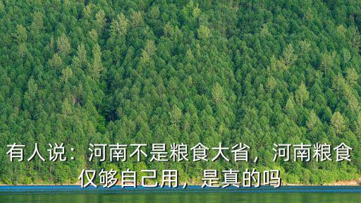 有人說：河南不是糧食大省，河南糧食僅夠自己用，是真的嗎