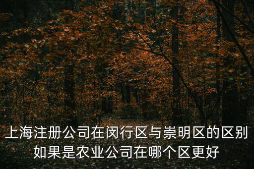 上海閔行注冊(cè)公司，上海注冊(cè)公司在閔行區(qū)與崇明區(qū)的區(qū)別如果是農(nóng)業(yè)公司在哪個(gè)區(qū)更好