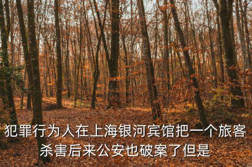 犯罪行為人在上海銀河賓館把一個旅客殺害后來公安也破案了但是