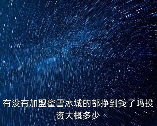 新鄉(xiāng)蜜雪冰城加盟店多少錢,開家蜜雪冰城多少錢