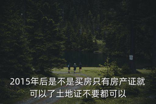 2015年后是不是買房只有房產證就可以了土地證不要都可以
