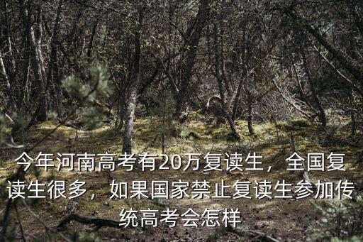 今年河南高考有20萬復讀生，全國復讀生很多，如果國家禁止復讀生參加傳統高考會怎樣