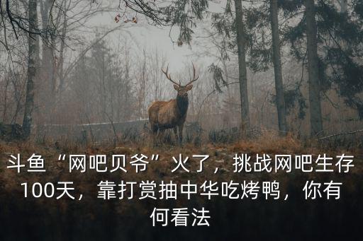 斗魚“網吧貝爺”火了，挑戰網吧生存100天，靠打賞抽中華吃烤鴨，你有何看法