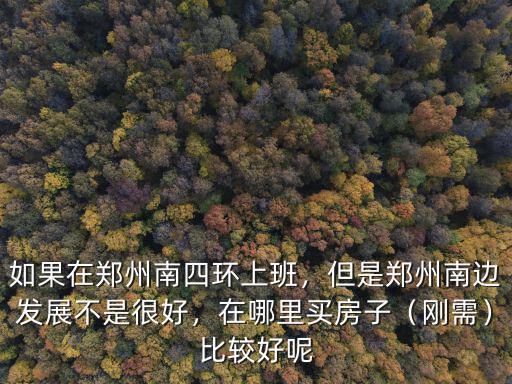 如果在鄭州南四環上班，但是鄭州南邊發展不是很好，在哪里買房子（剛需）比較好呢