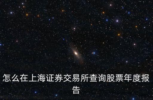 怎么在上海證券交易所查詢股票年度報告