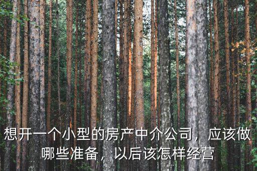 想開一個小型的房產中介公司，應該做哪些準備，以后該怎樣經營