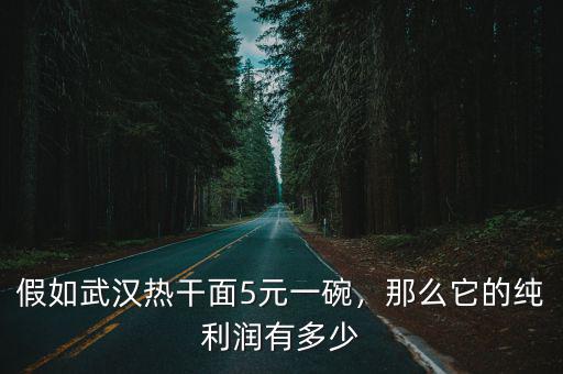 漯河熱干面4元5元有多少利潤,假如武漢熱干面5元一碗
